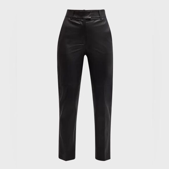 Brunello Cucinelli Stretch Nappa Leather Cigarette Trousers Size 38 - Picture 1 of 5